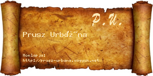 Prusz Urbána névjegykártya